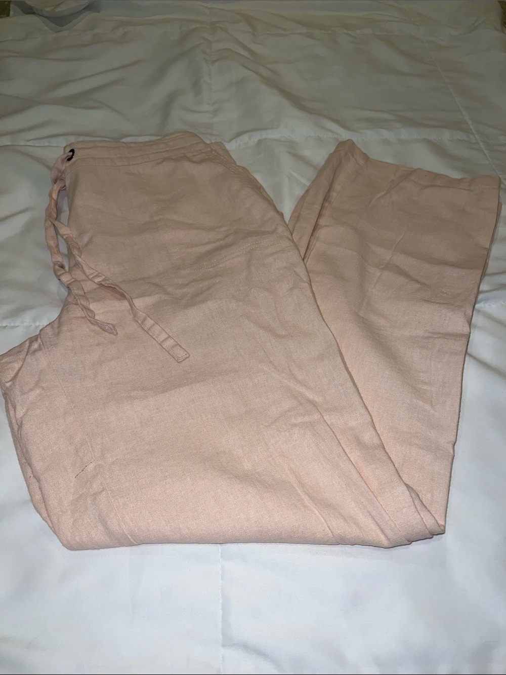 Per Se women Light Peach Drawstring linen pants